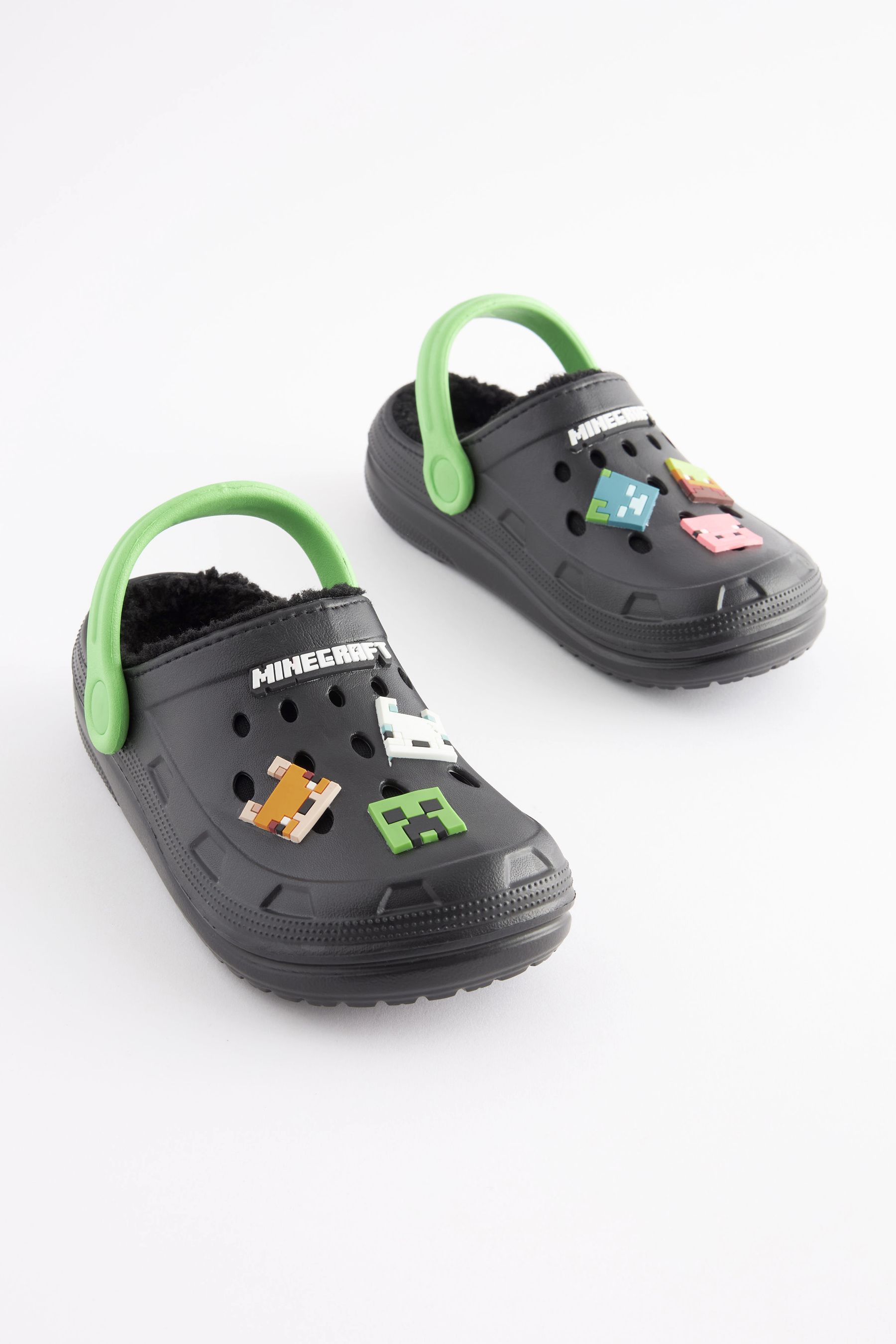 Buy Black Minecraft Faux Fur Lined Clog Slippers from Next United Arab Emirates