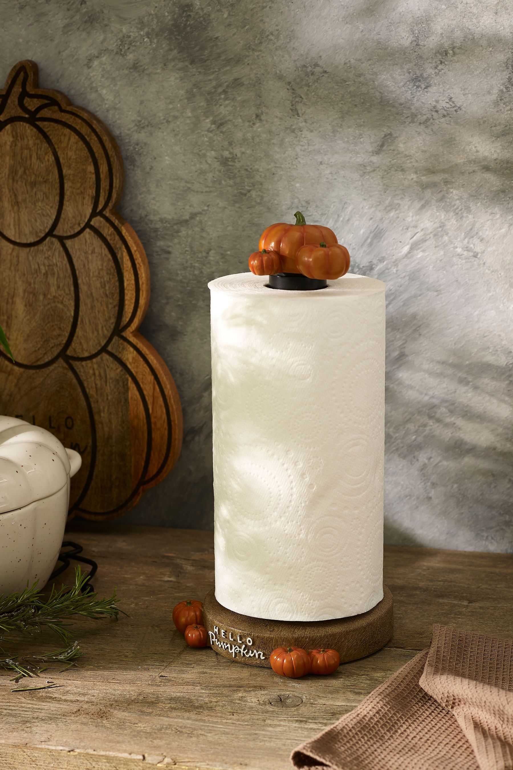 Buy Orange Hello Pumpkin Kitchen Roll Holder from Next Luxembourg