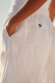 White 100% Linen City Knee Length Shorts - Image 5 of 7