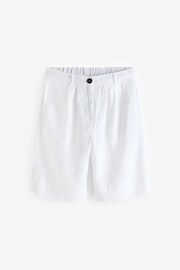 White 100% Linen City Knee Length Shorts - Image 6 of 7