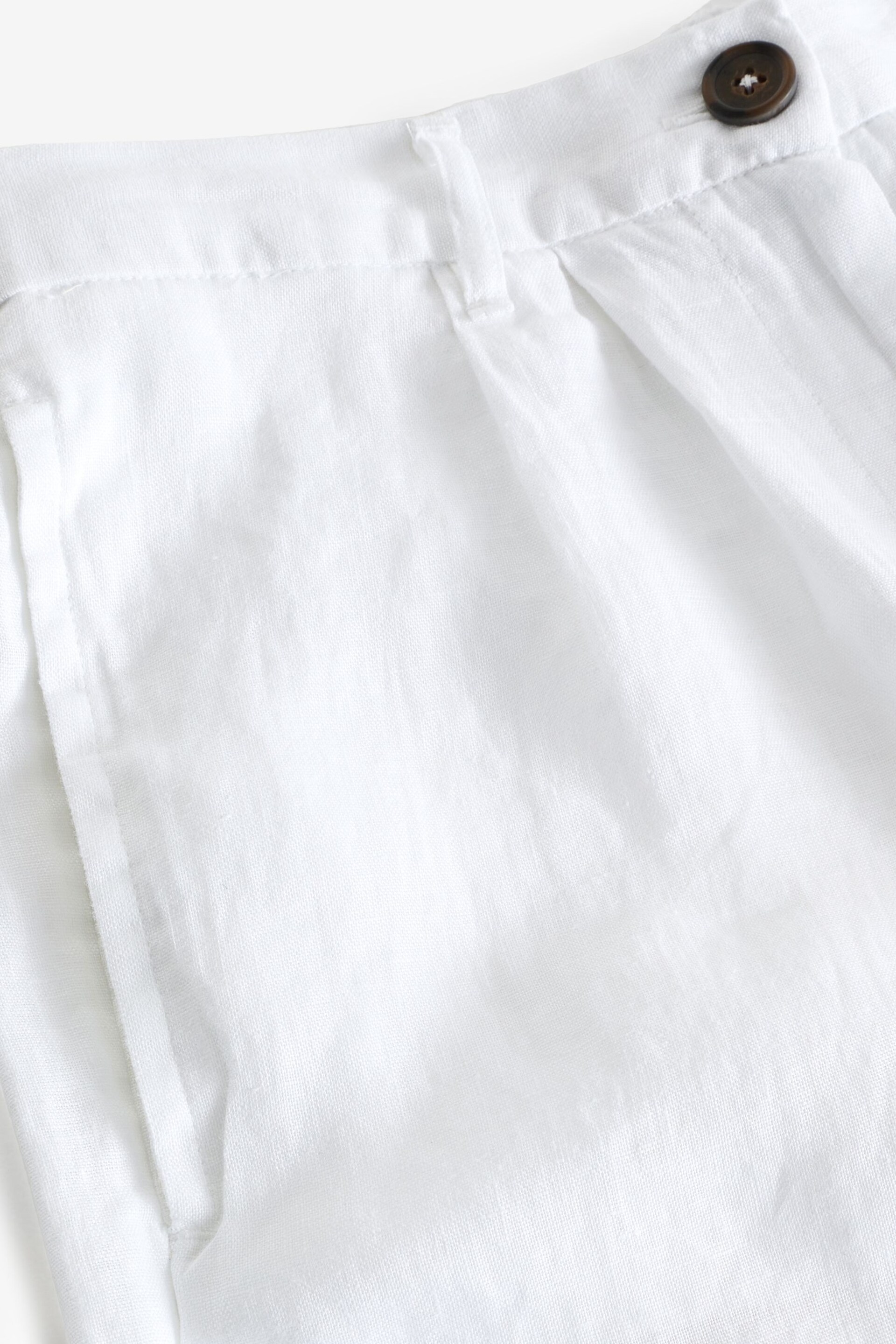 White 100% Linen City Knee Length Shorts - Image 7 of 7