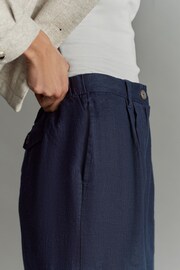 Navy 100% Linen City Knee Length Shorts - Image 5 of 7