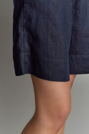 Navy 100% Linen City Knee Length Shorts - Image 6 of 7