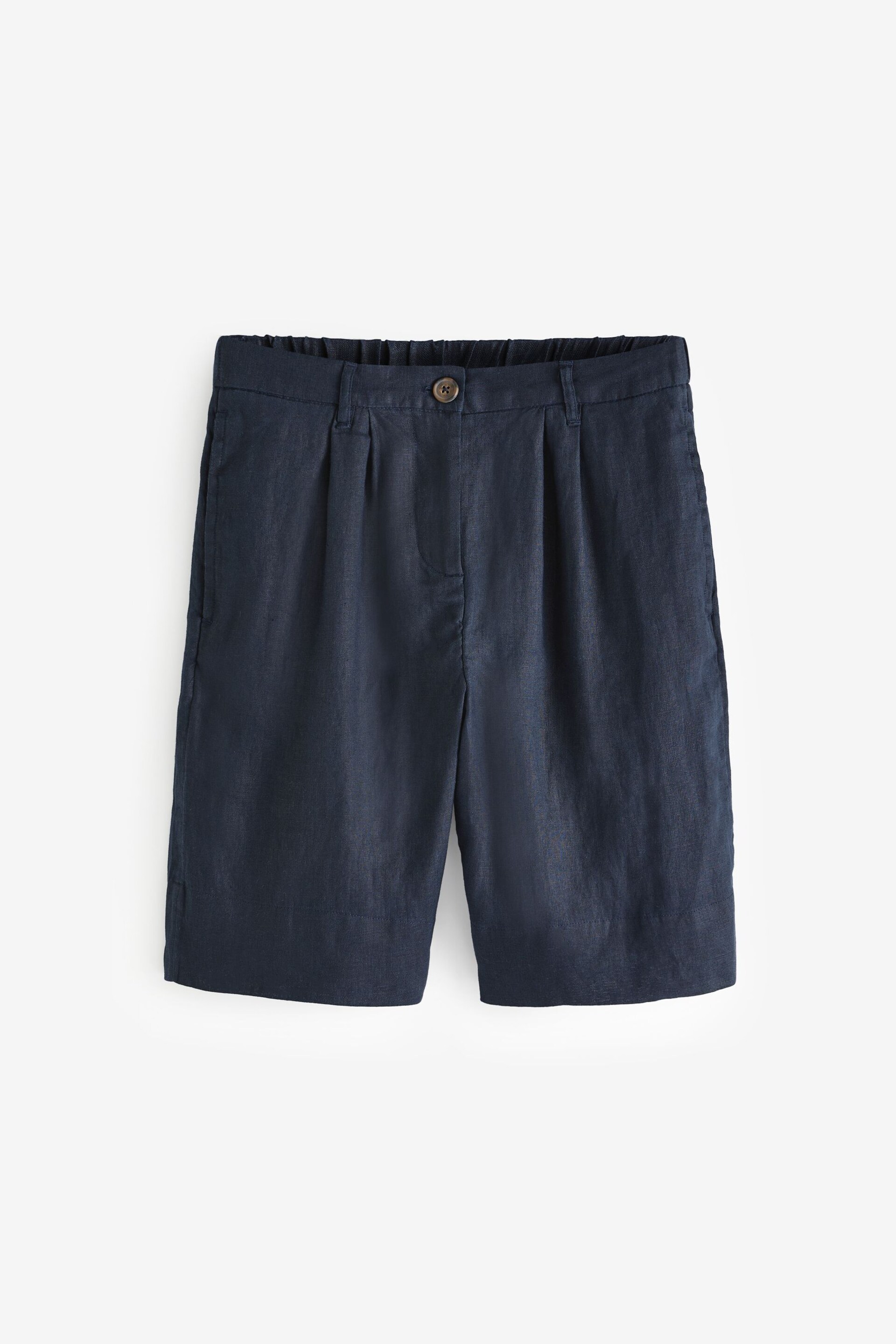 Navy 100% Linen City Knee Length Shorts - Image 7 of 7