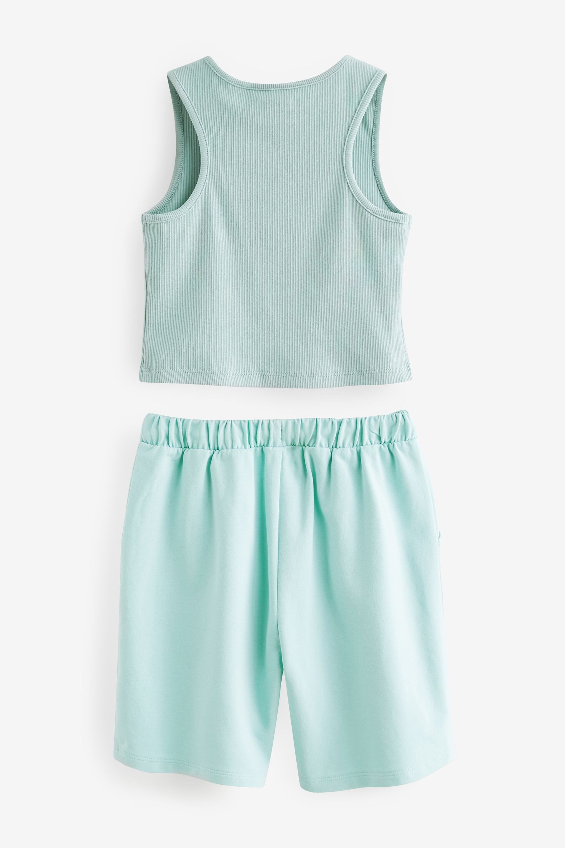 Blue Rib Vest and Sweat Short Set (3-16yrs) - Image 6 of 7