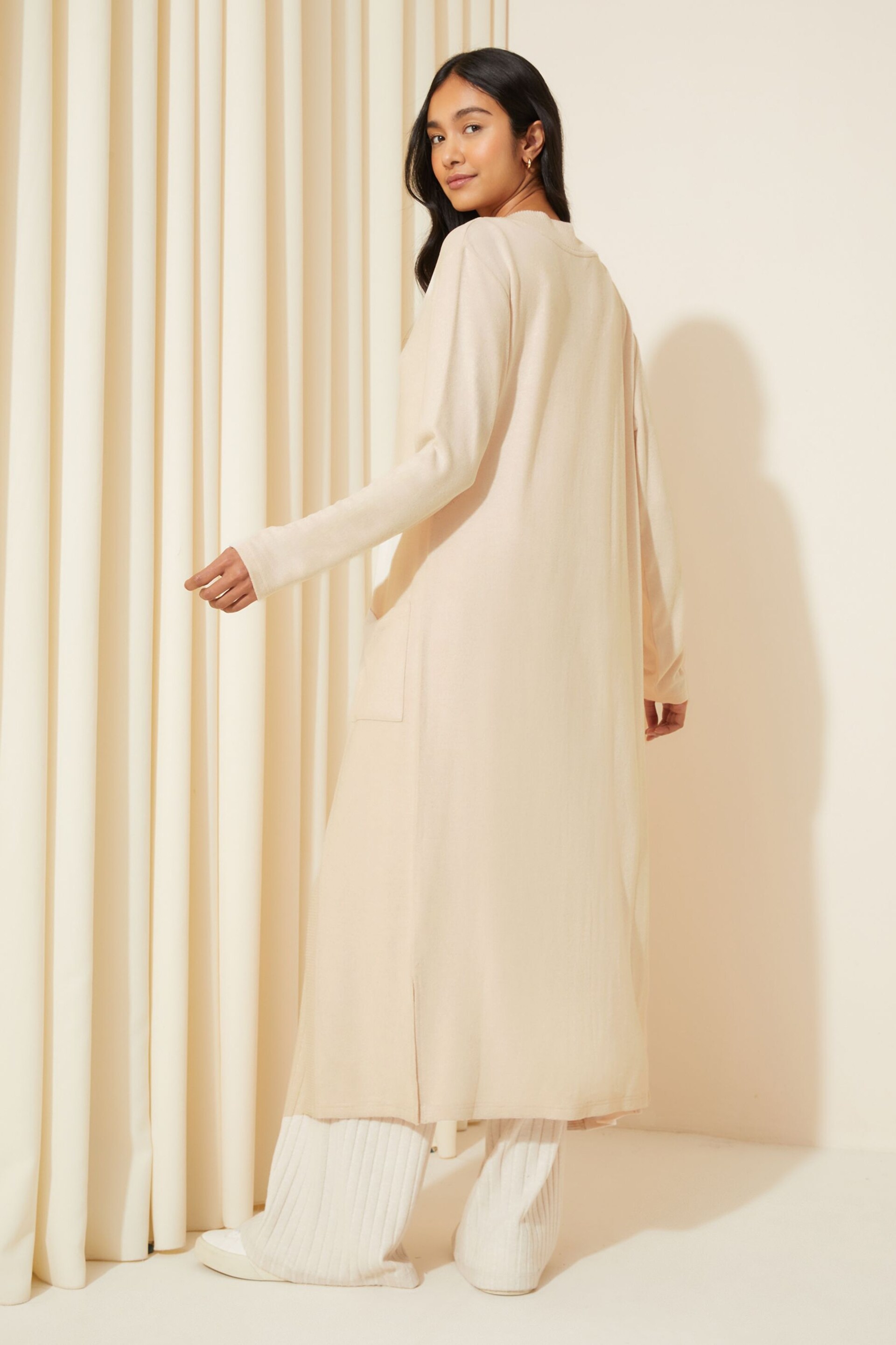 Friends Like These Cream Cosy Long Sleeve Maxi Cardigan - Image 2 of 4