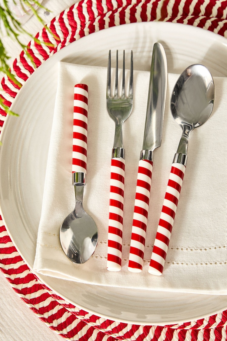 Red Candy Cane Cutlery 16 Piece Set - Image 1 of 4