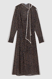 Reiss Black/Brown Aria Polka Dot Tie Neck Midi Dress - Image 2 of 5