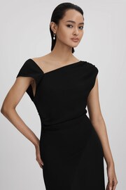 Reiss Black Miller Asymmetric Bodycon Midi Dress - Image 3 of 6