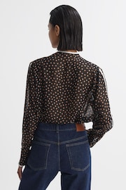 Reiss Black/Rust Nerin Polka Dot Tie Neck Blouse - Image 5 of 5