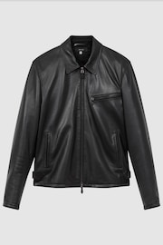 Reiss Black Foster Leather Zip-Through Jacket - Image 2 of 8