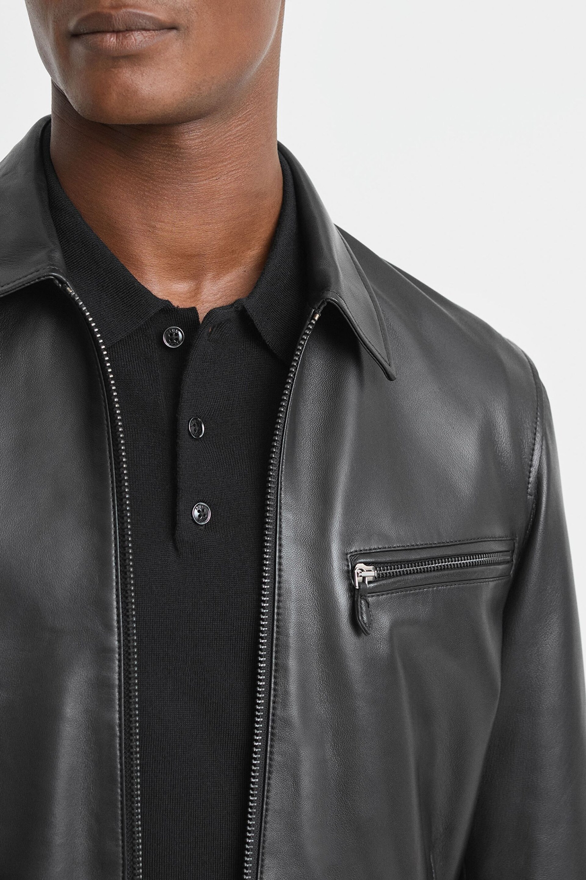 Leather Zip-Through Jacket - Image 3 of 8