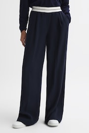 Reiss Navy Abigail Wide Leg Elasticated Trousers - Image 4 of 7