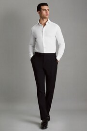 Reiss White Nate Cutaway Collar Jersey Slim Fit Shirt - Image 3 of 6