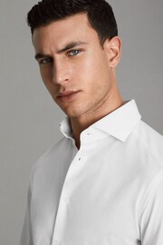 Reiss White Nate Cutaway Collar Jersey Slim Fit Shirt - Image 4 of 6