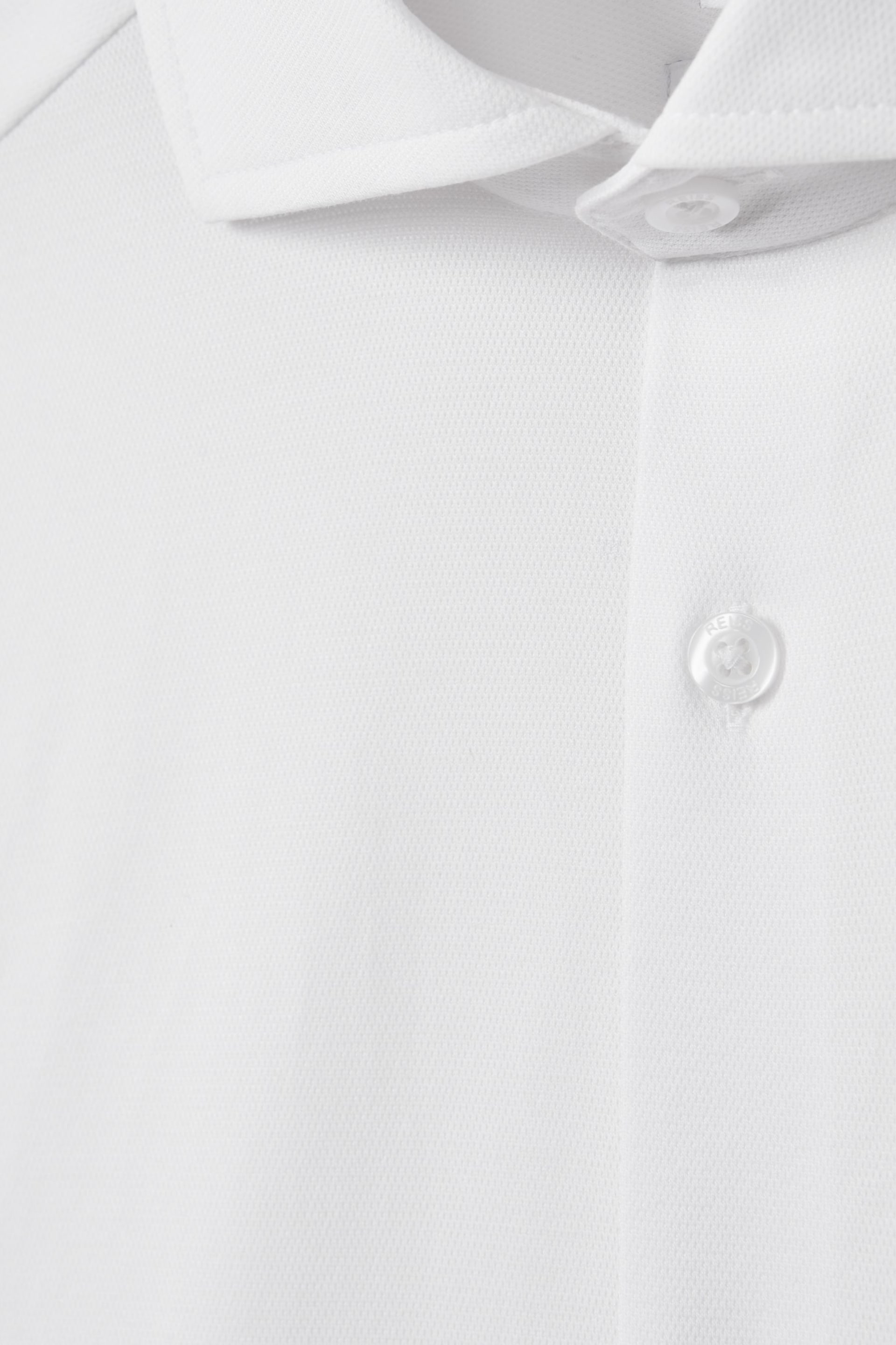 Reiss White Nate Cutaway Collar Jersey Slim Fit Shirt - Image 6 of 6
