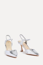 Linzi Silver Natalia Open Back Stiletto Court Heels - Image 3 of 4