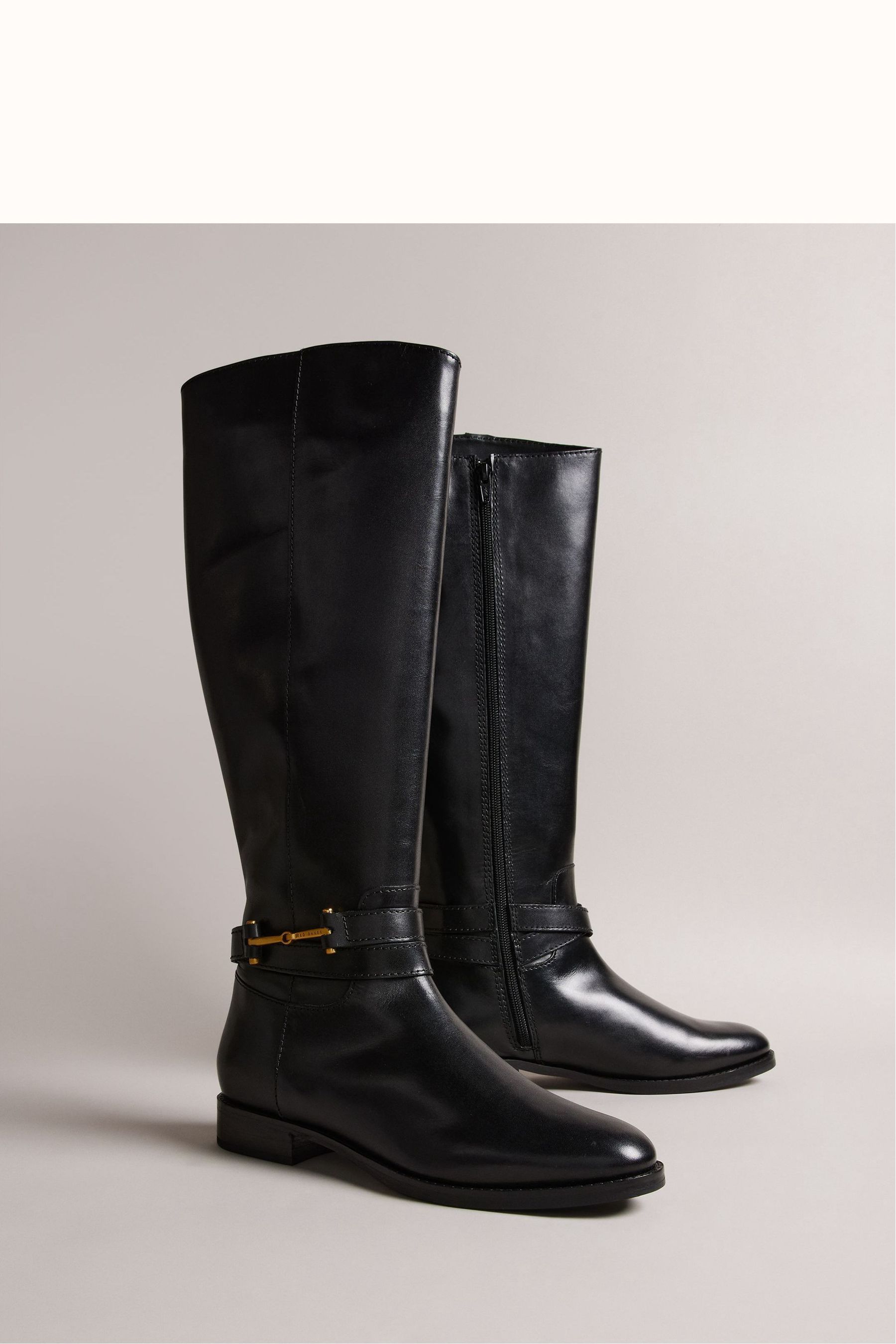 Buy Ted Baker Rydier T Hinge Leather Knee High Black Boots from Next Luxembourg