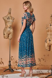 Jolie Moi Blue Carlii Symmetrical Print Mesh Maxi Dress - Image 2 of 5