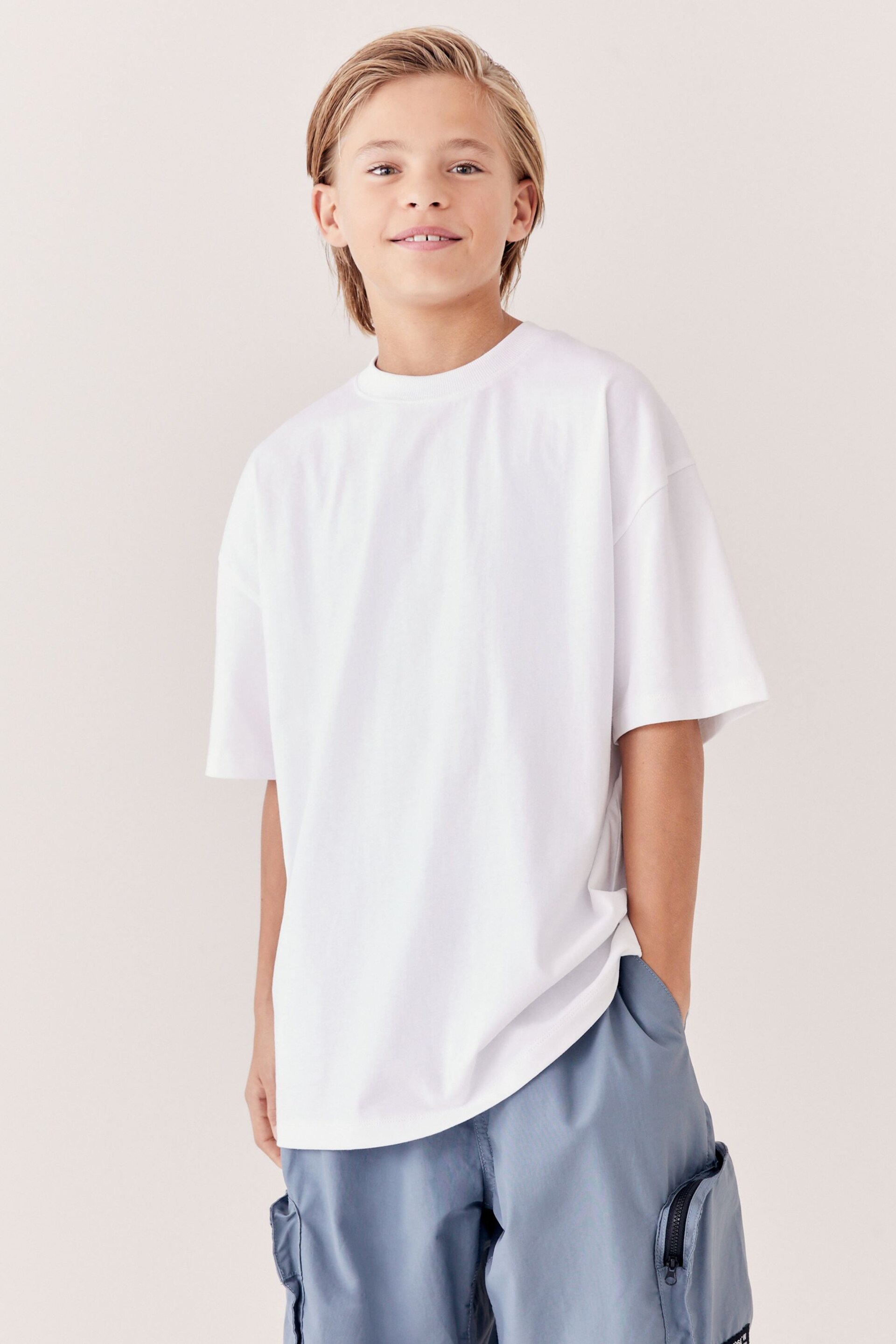 White Oversized Cotton Short Sleeve T-Shirt (3-16yrs) - Image 2 of 4