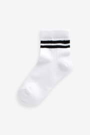 White Black Stripe Cropped Length Cotton Rich Cushioned Sole Ankle Socks 3 Pack - Image 2 of 2