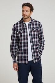 Mountain Warehouse Blue Mens Trace Flannel Long Sleeve 100% Cotton Shirt - Image 1 of 5