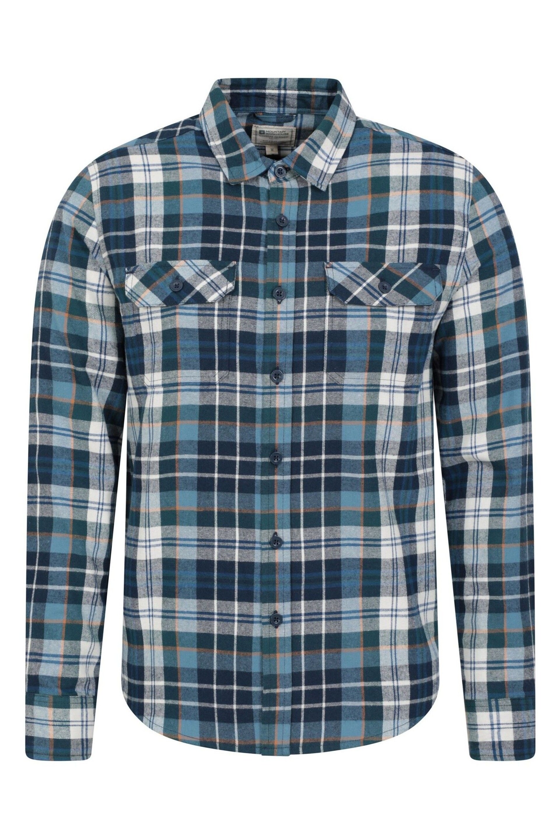 Mountain Warehouse Blue Dark Mens Trace Flannel Long Sleeve Shirt - Image 1 of 5