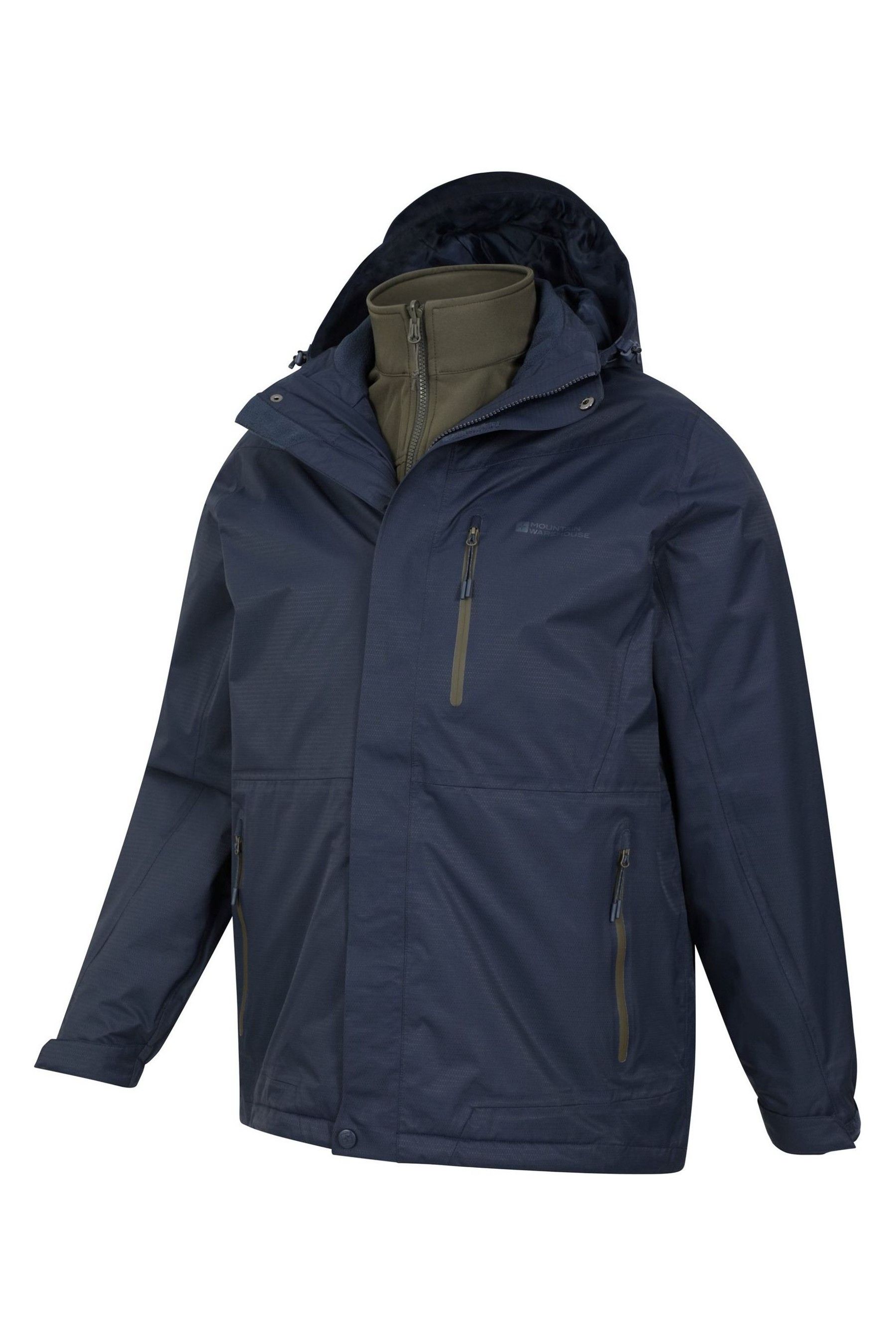 Mountain Warehouse Blue Bracken Extreme Mens Waterproof 3 In 1 Jacket