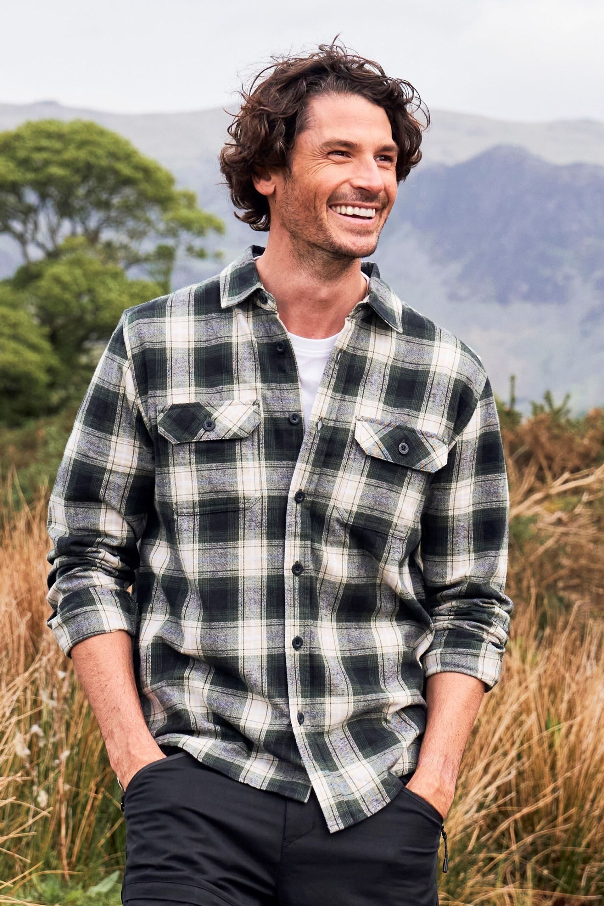 Mountain Warehouse Green Mens Trace Flannel Long Sleeve Shirt - Image 1 of 5