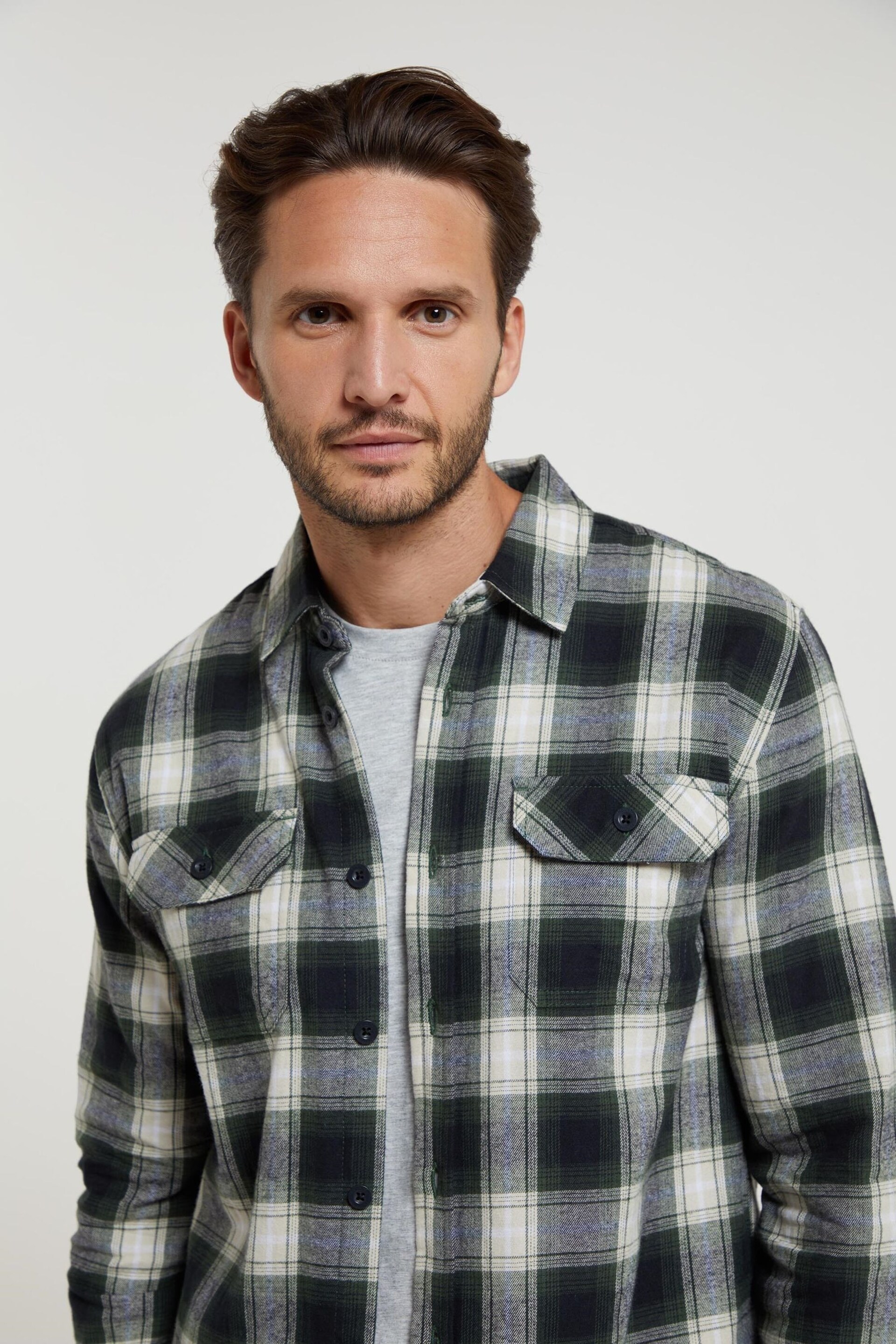 Mountain Warehouse Green Mens Trace Flannel Long Sleeve Shirt - Image 3 of 5