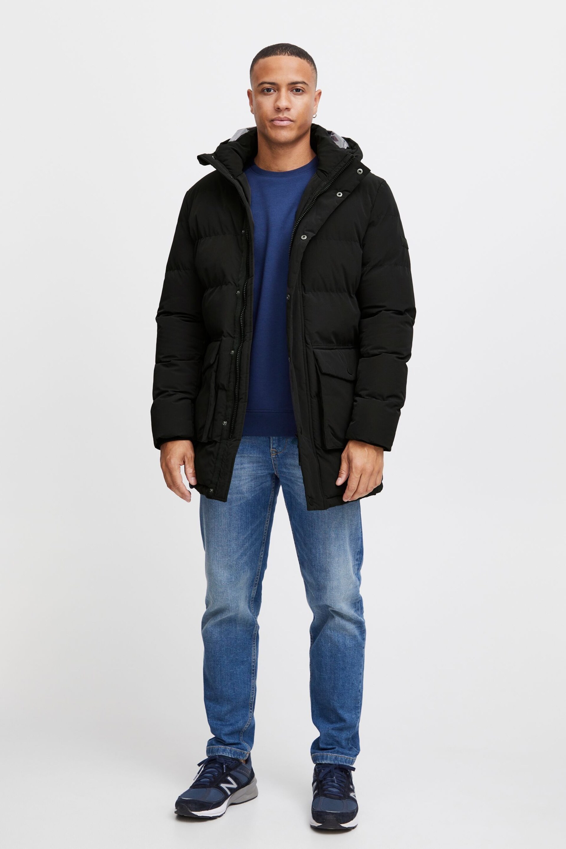 Blend Black Quilted Parka Jacket with Hood - Image 4 of 5