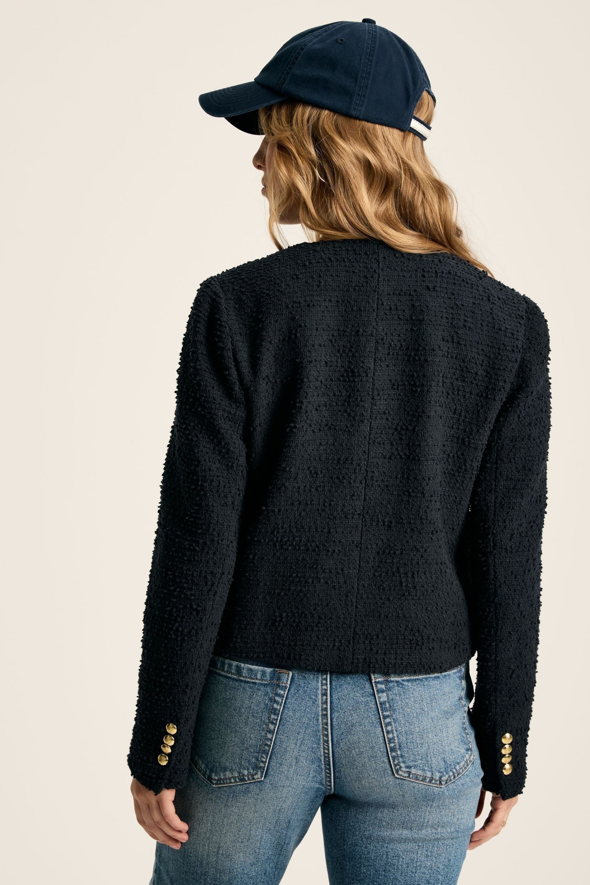 Joules Hampstead Navy Boucle Jacket - Image 4 of 8