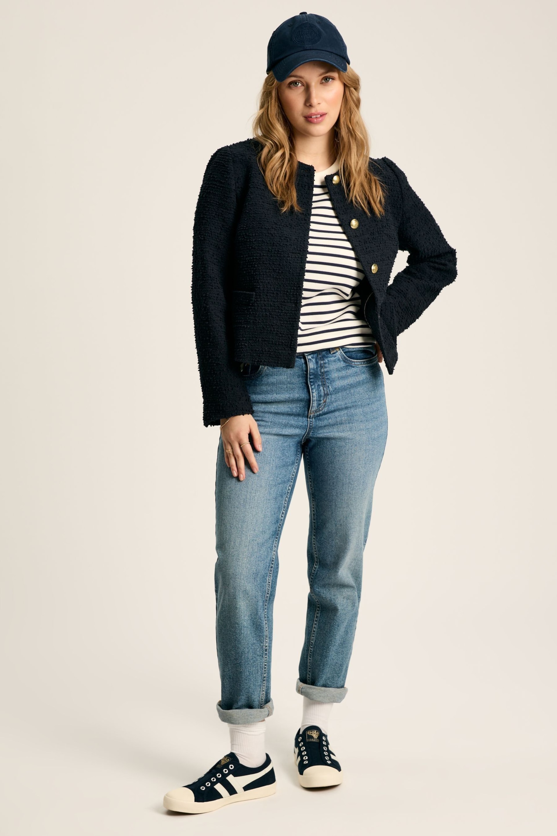 Joules Hampstead Navy Boucle Jacket - Image 5 of 6