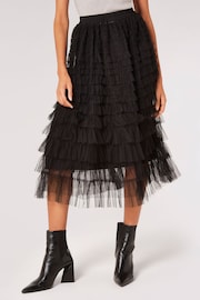 Apricot Black Tulle Layered Midi Skirt - Image 1 of 4