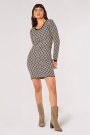 Apricot Black Geo Diamond Knitted Dress - Image 3 of 4