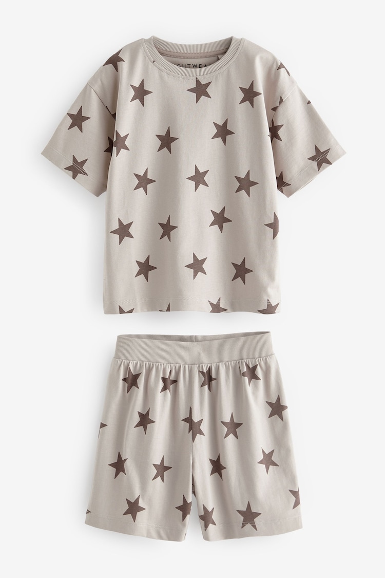 Brown/Cream Stars Short Pyjamas 3 Pack (9mths-12yrs) - Image 5 of 7