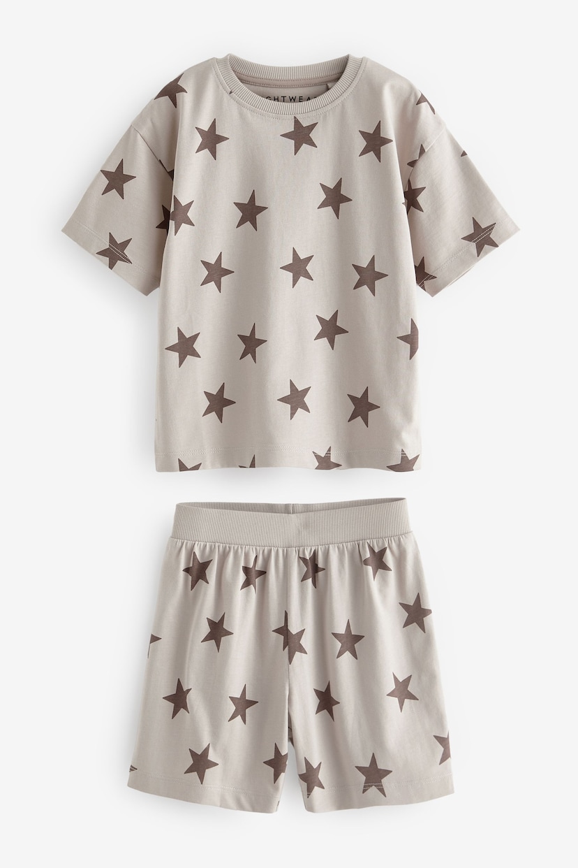 Brown/Cream Stars Short Pyjamas 3 Pack (9mths-12yrs) - Image 7 of 7