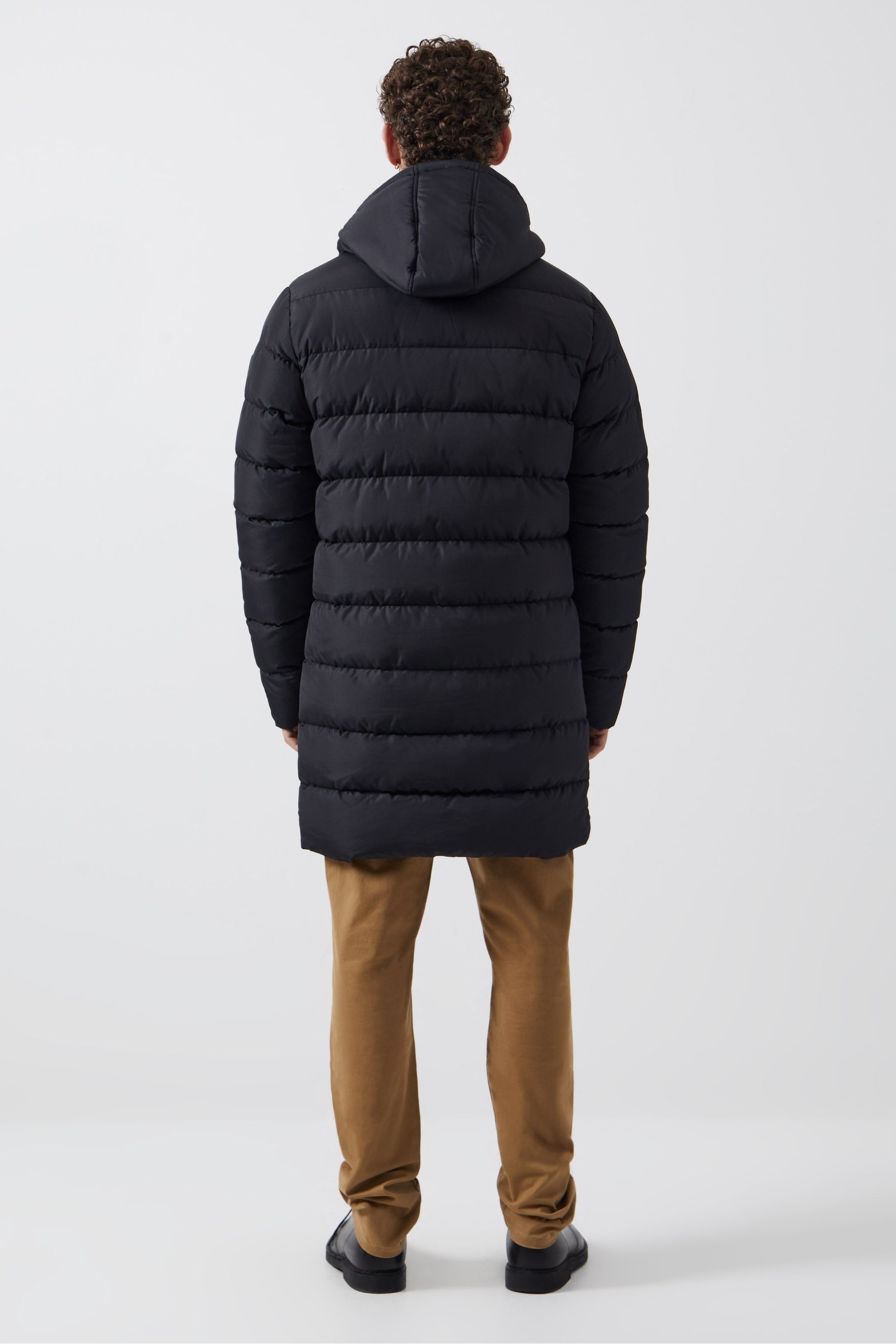 French Connection Black Row Long Length Parka Coat