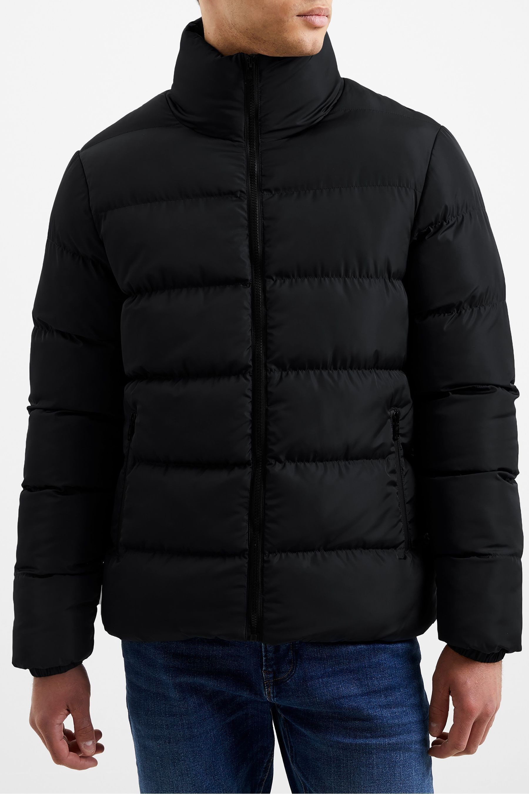 French connection mens denim borg lined jacket black on sale