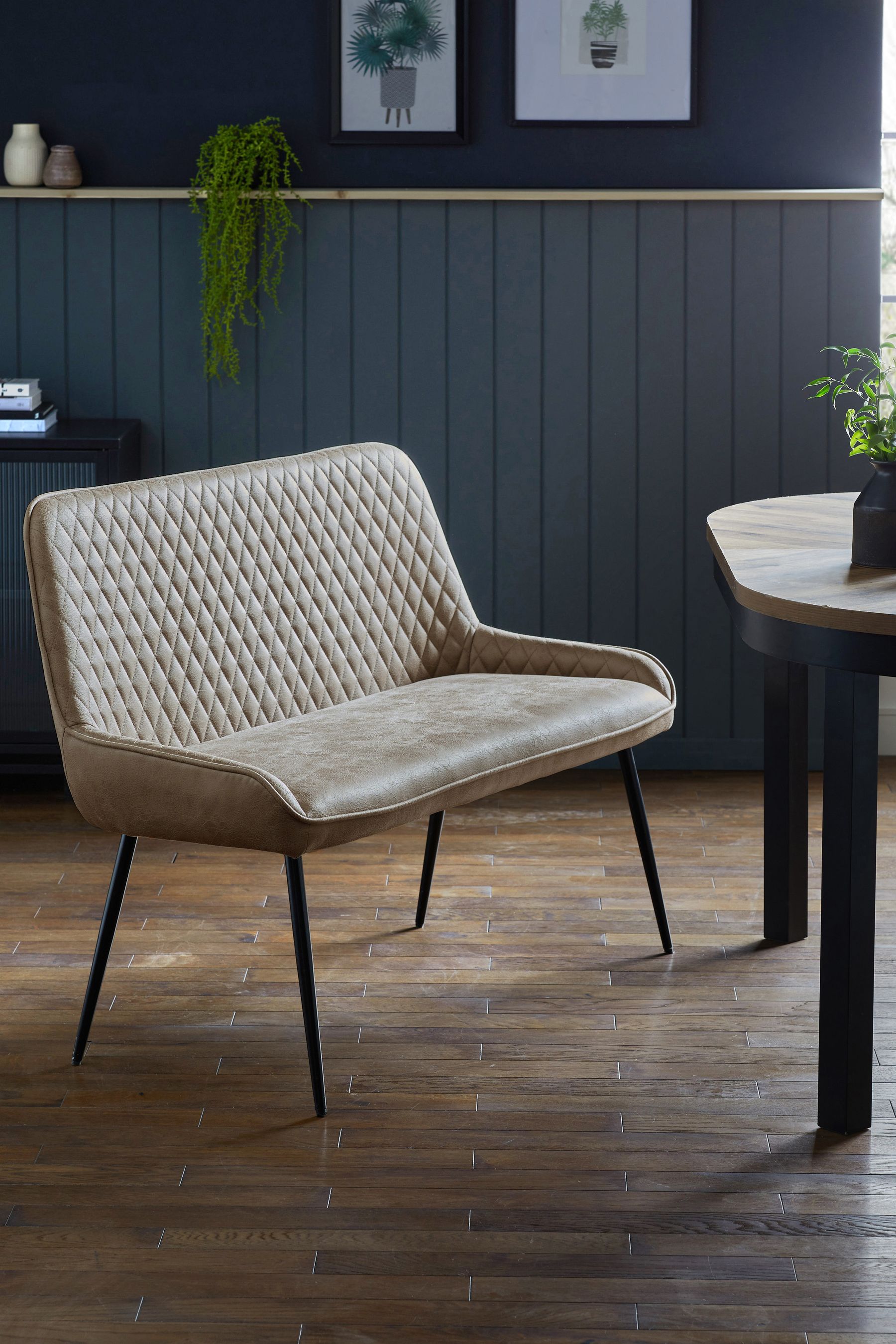 Buy Monza Faux Leather Mink Brown Hamilton Quilted Dining Bench from the Next UK online shop