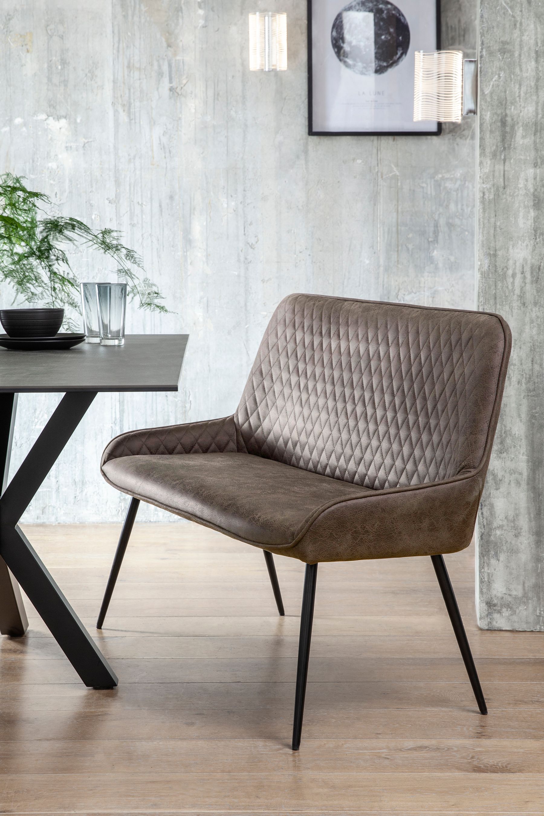 Buy Monza Faux Leather Peppercorn Brown Hamilton Quilted Dining Bench from the Next UK online shop