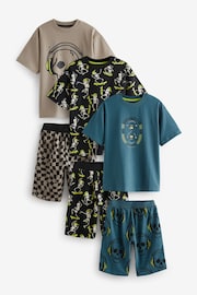 Black/Lime Skull Checkerboard Short Pyjamas 3 Pack (3-16yrs) - Image 5 of 10