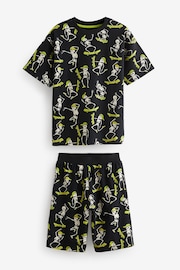 Black/Lime Skull Checkerboard Short Pyjamas 3 Pack (3-16yrs) - Image 7 of 10