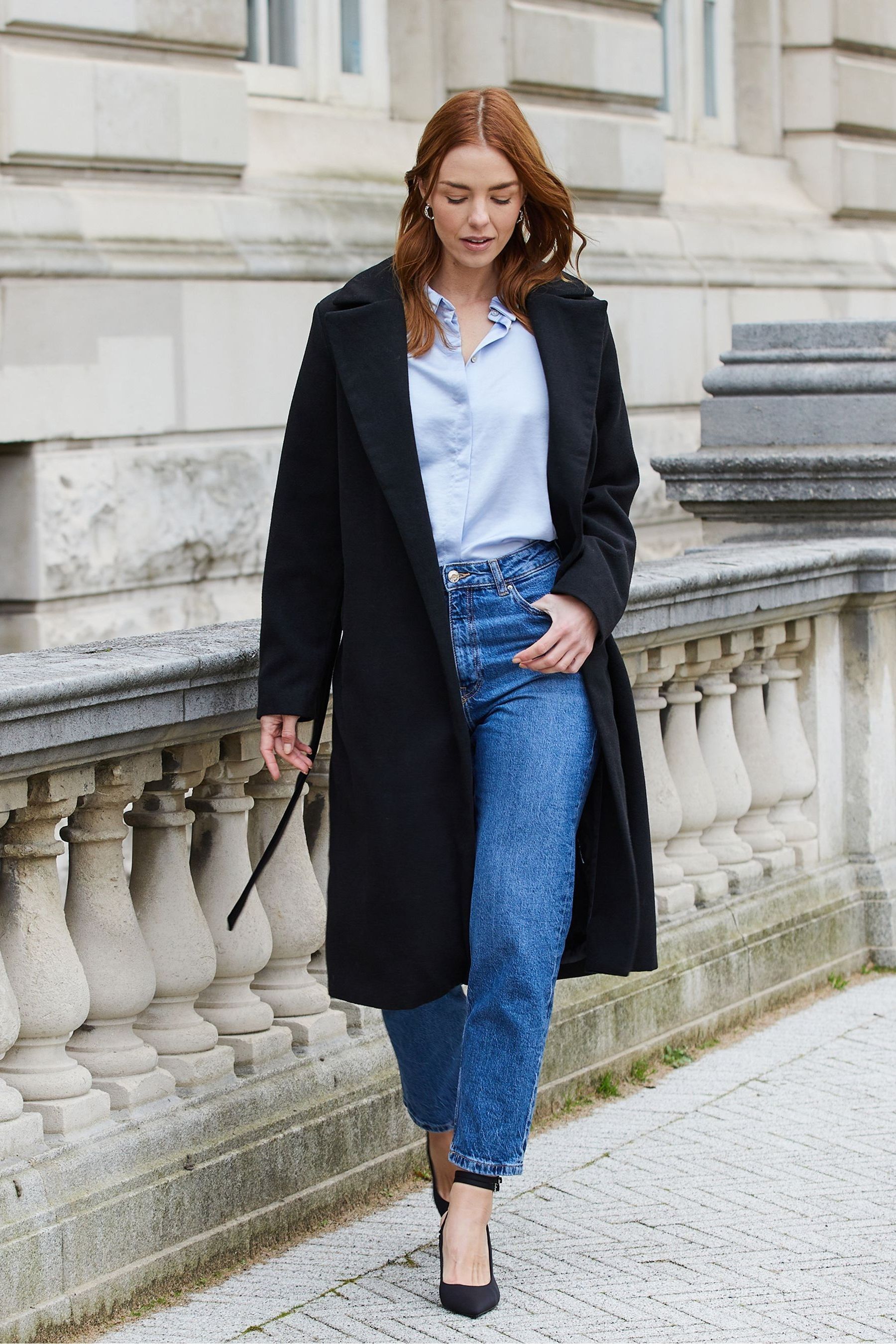 Buy Threadbare Black Ladies Formal Belted Coat from Next Luxembourg