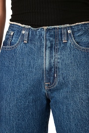Dark Blue Raw Waistband Straight Leg Jeans - Image 4 of 6