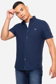 Threadbare Turquoise Blue Oxford Cotton Short Sleeve Shirt - Image 1 of 4