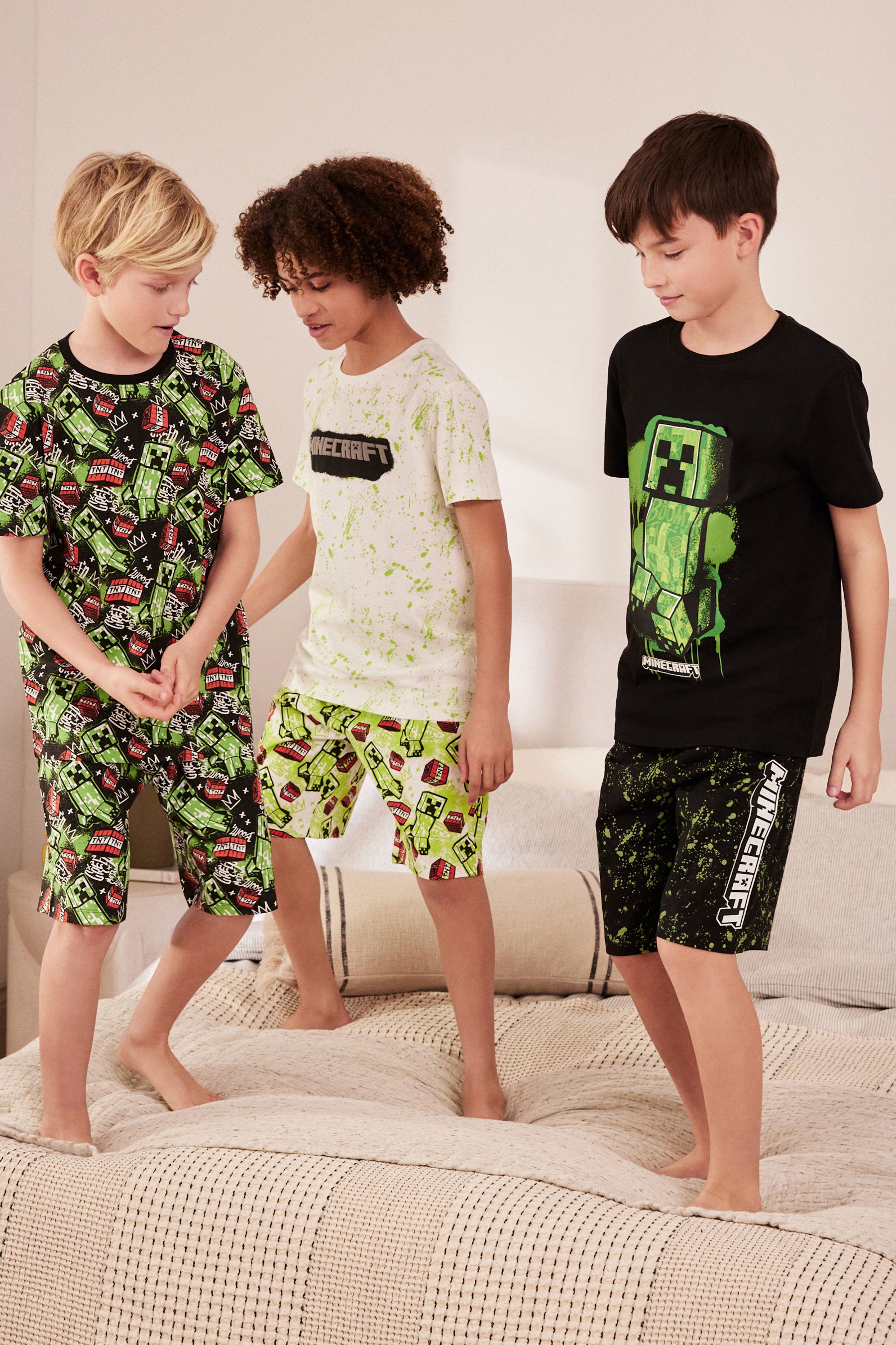 Buy Green Black Minecraft Short Pyjamas 3 Pack 3 16yrs from Next Luxembourg