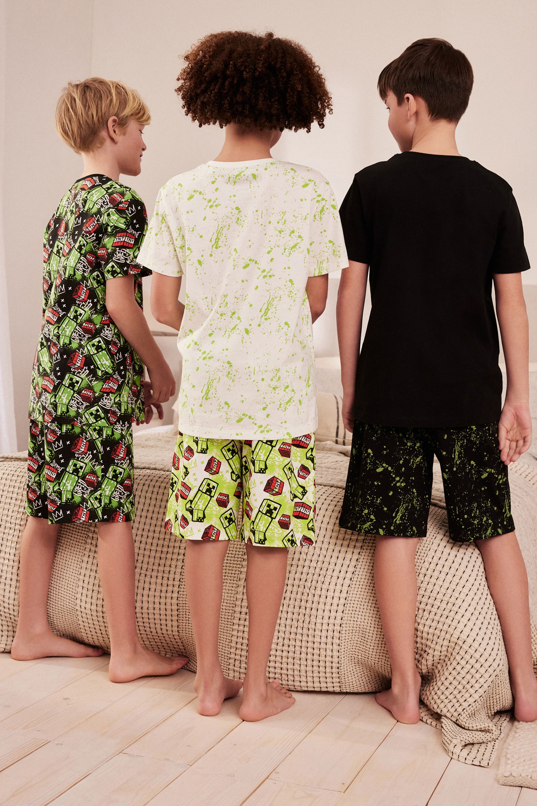Buy Green Black Minecraft Short Pyjamas 3 Pack 3 16yrs from Next Luxembourg