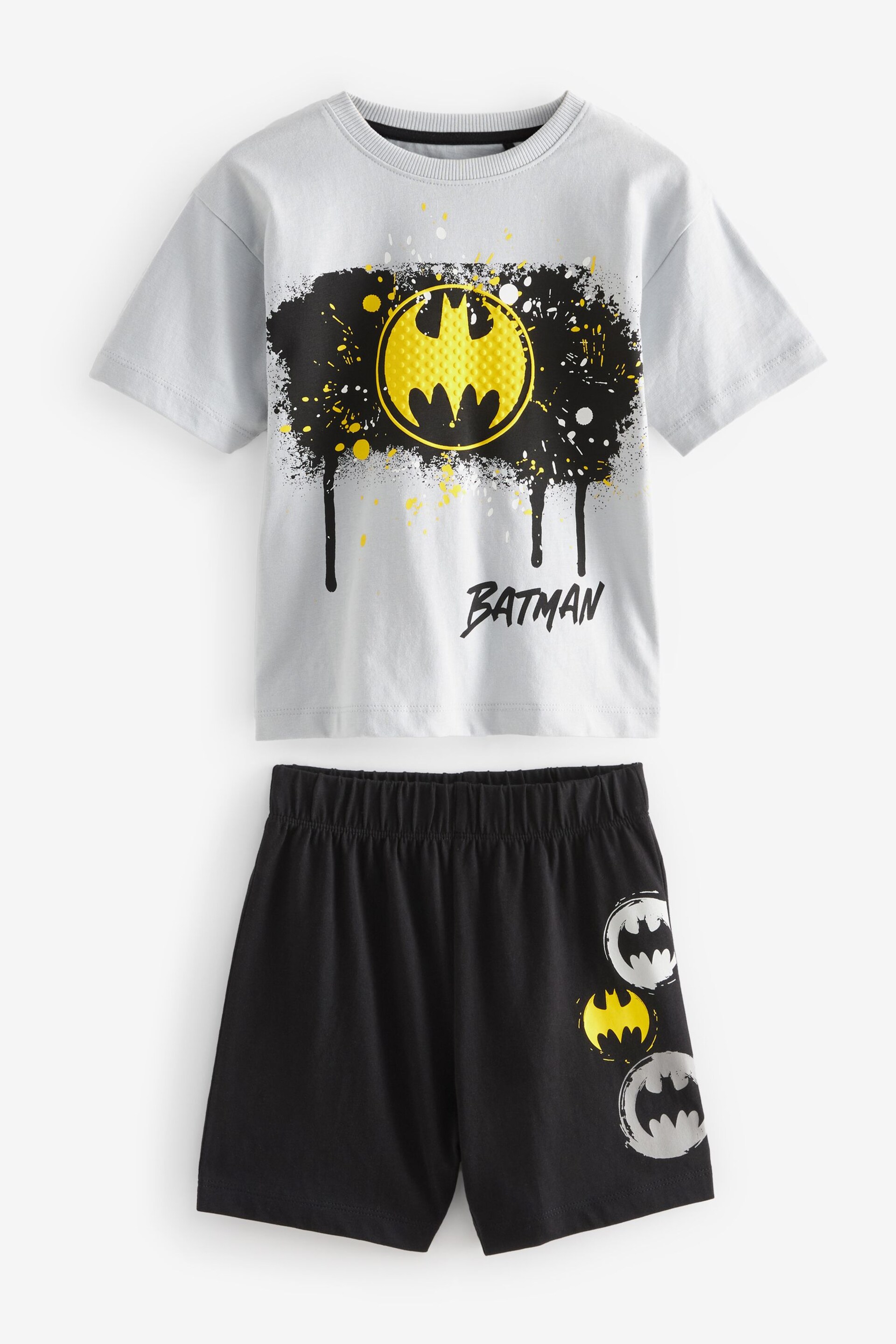 Grey/Yellow Batman License Short Pyjamas 2 Pack (9mths-12yrs) - Image 7 of 8