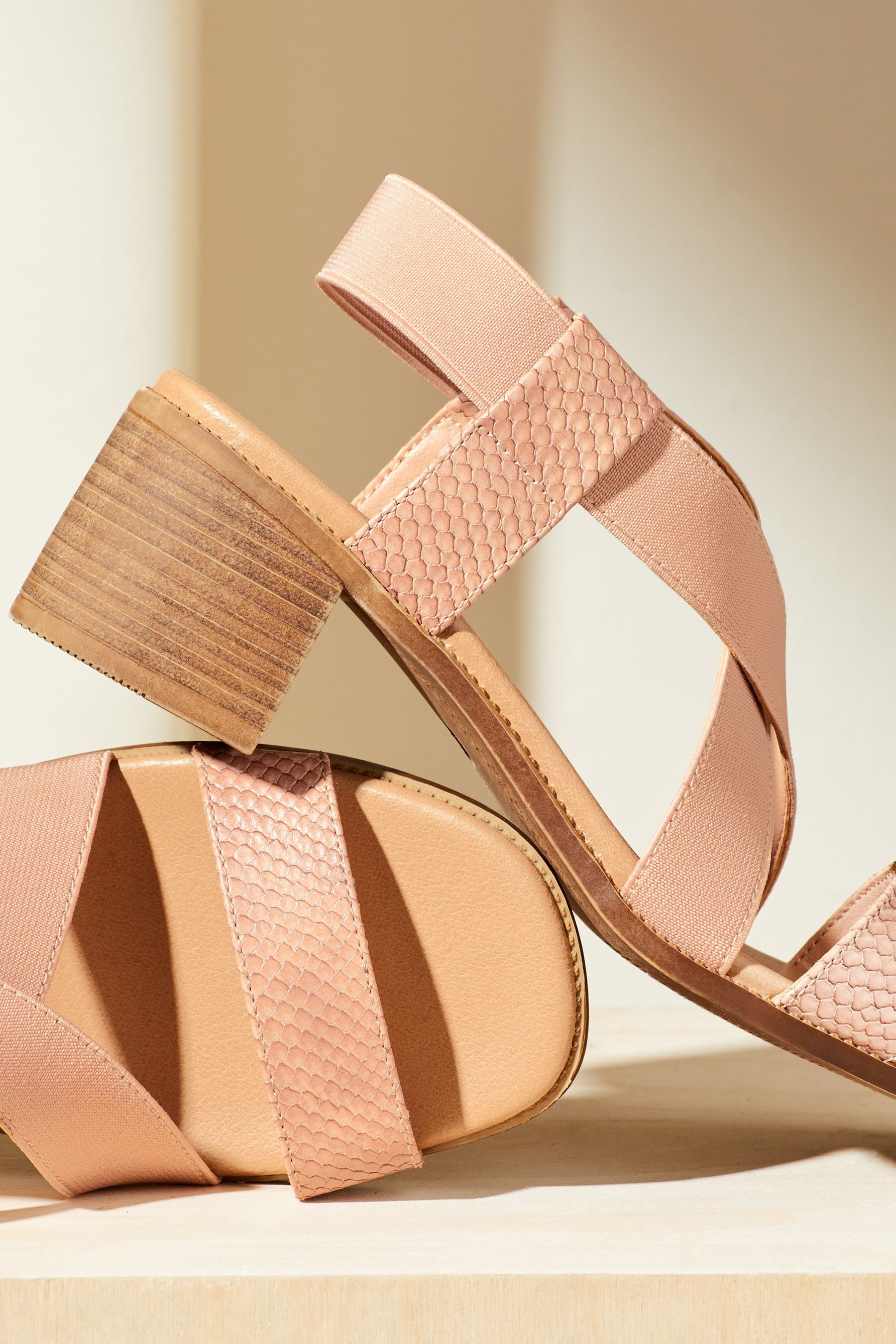 Low block heel sandals pink shop